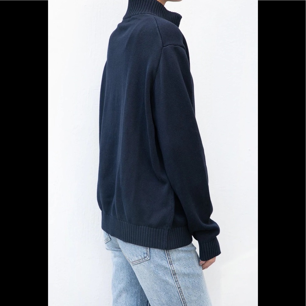 Brandy melville navy blue Aleah 1/4 zip sweater - Picture 2 of 5
